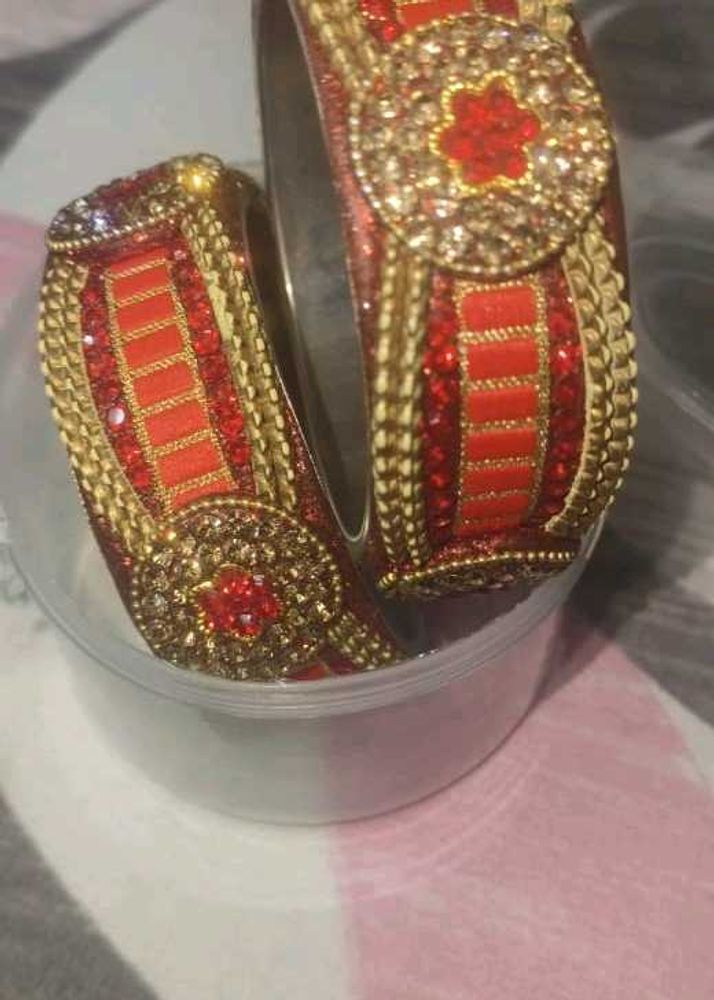 Exquisite Red &amp; Gold Bangles (kada set)