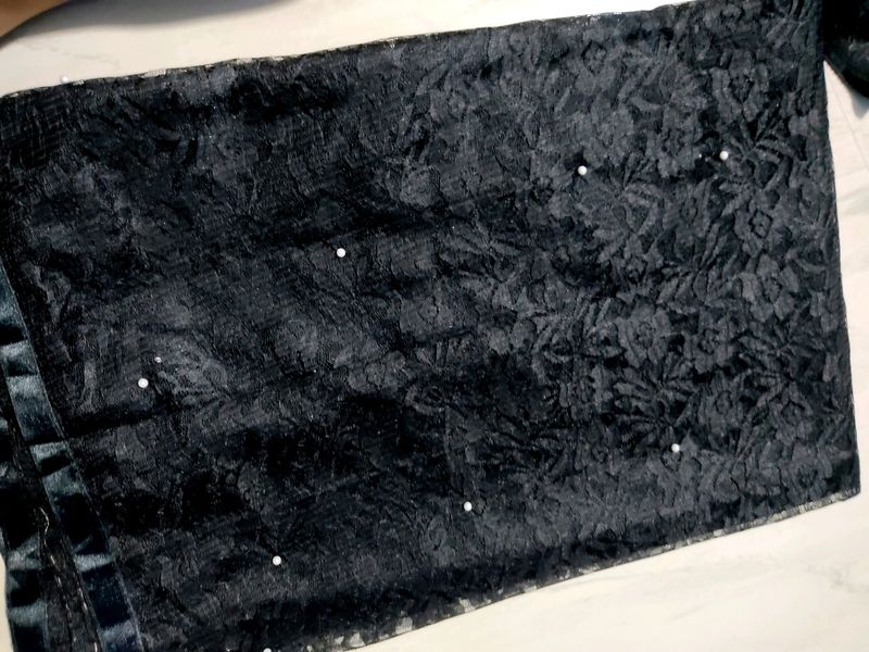 Black Net Saree