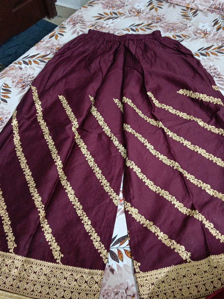 Maroon fabric combo kurta plaza dupatta parties dr