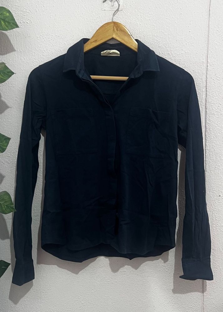 Classic Navyblue  Long Sleeve Button-Up Shirt