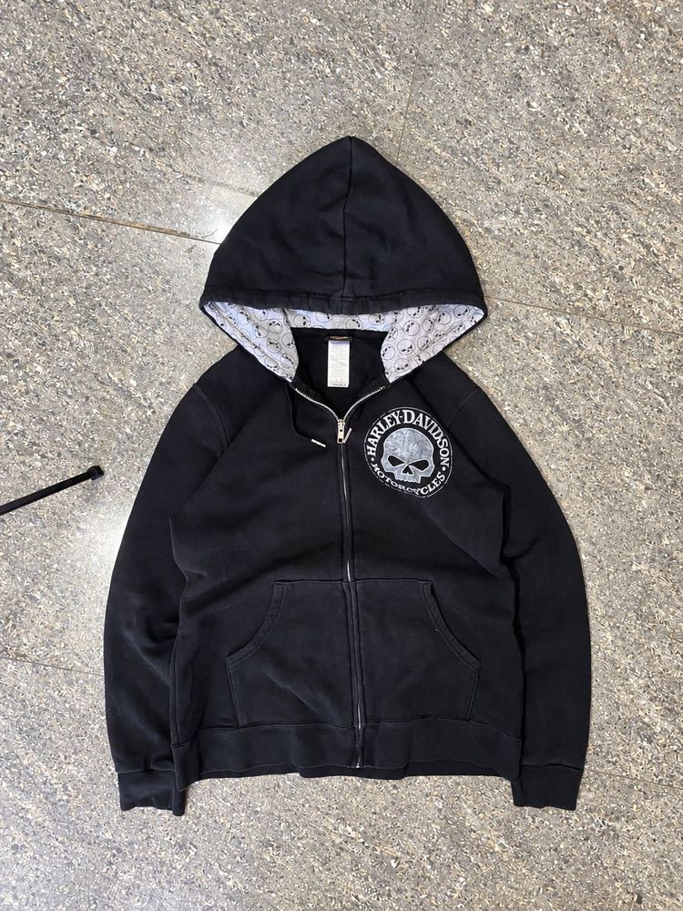 vintage Harley Davidson skull logo Zip-Up Hoodie