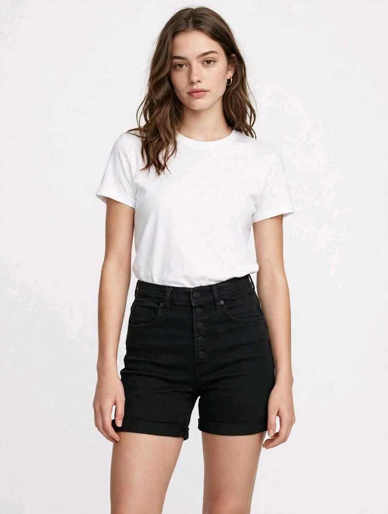 Black High-Waisted Denim Shorts