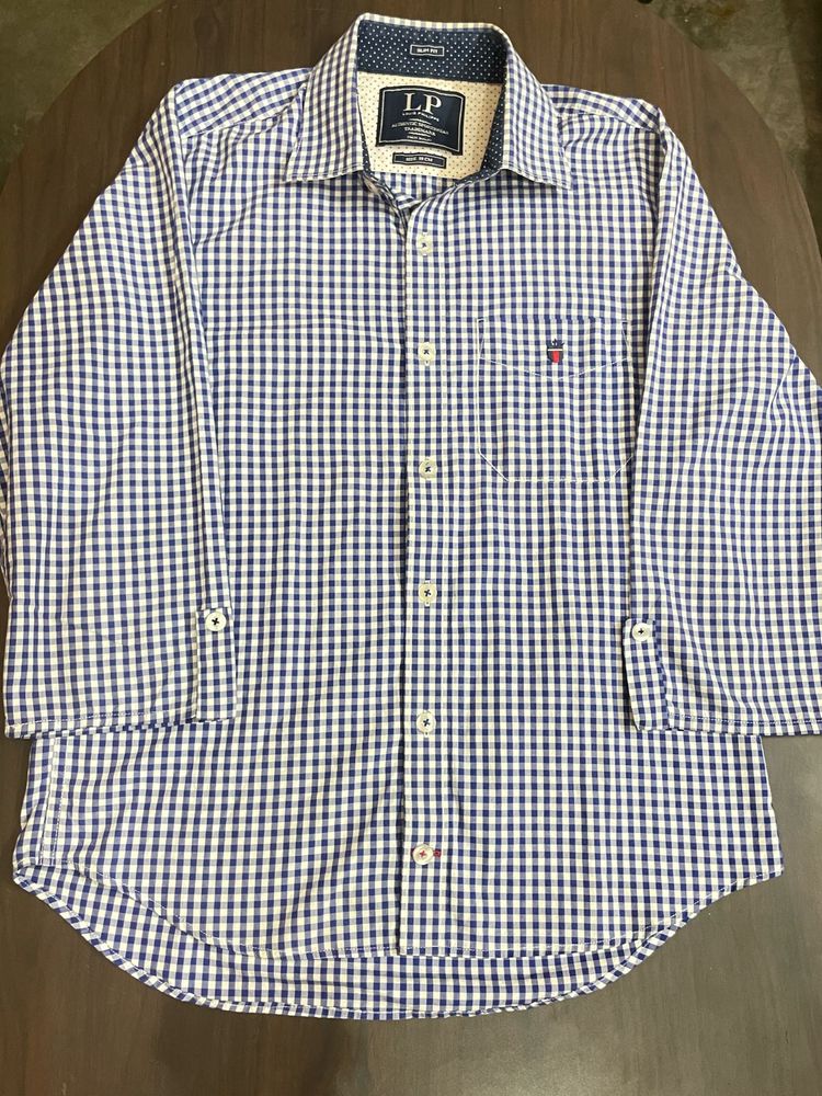 Men's Blue Gingham Button-Down Shirt