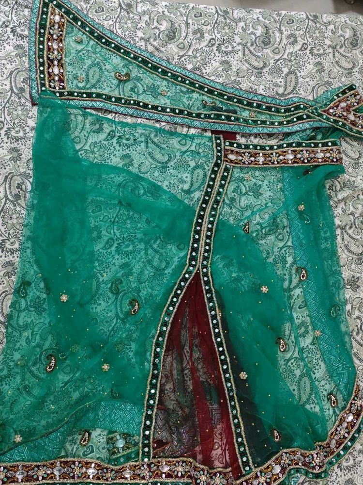Beautiful Green stone work ready to wear saree
