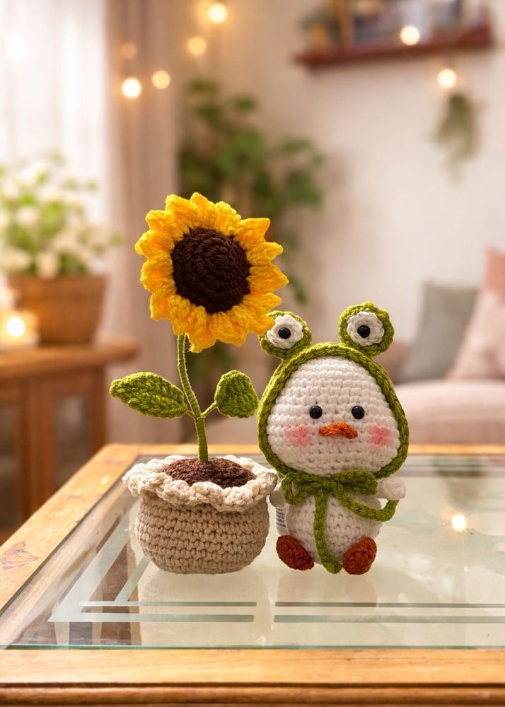 🌻crochet duck with hat