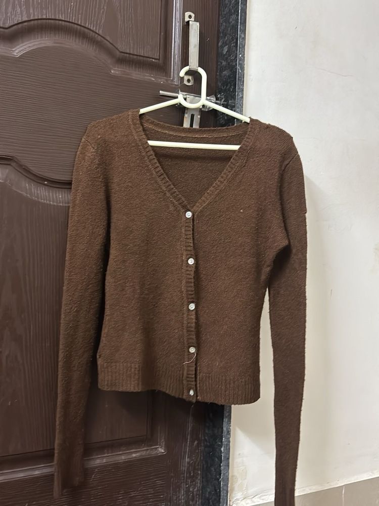 Cozy Brown V-Neck Cardigan