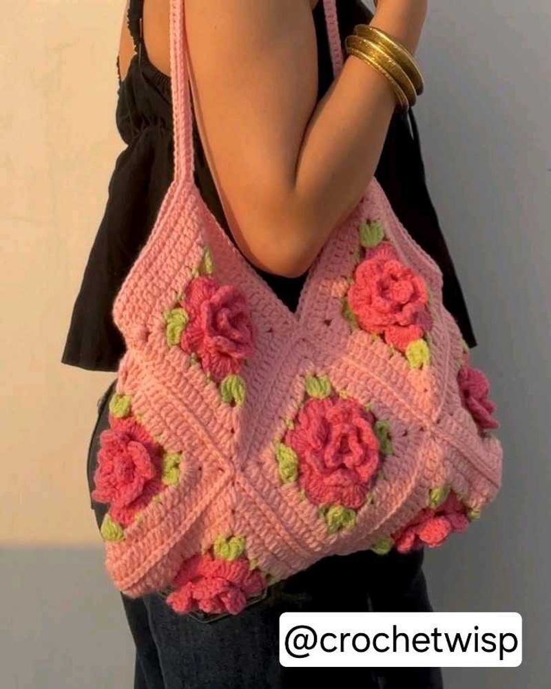 Crochet Rose Bag
