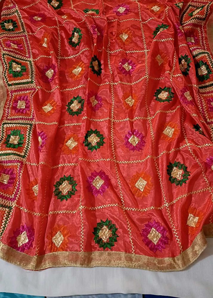 Embroidered Pink Dupatta