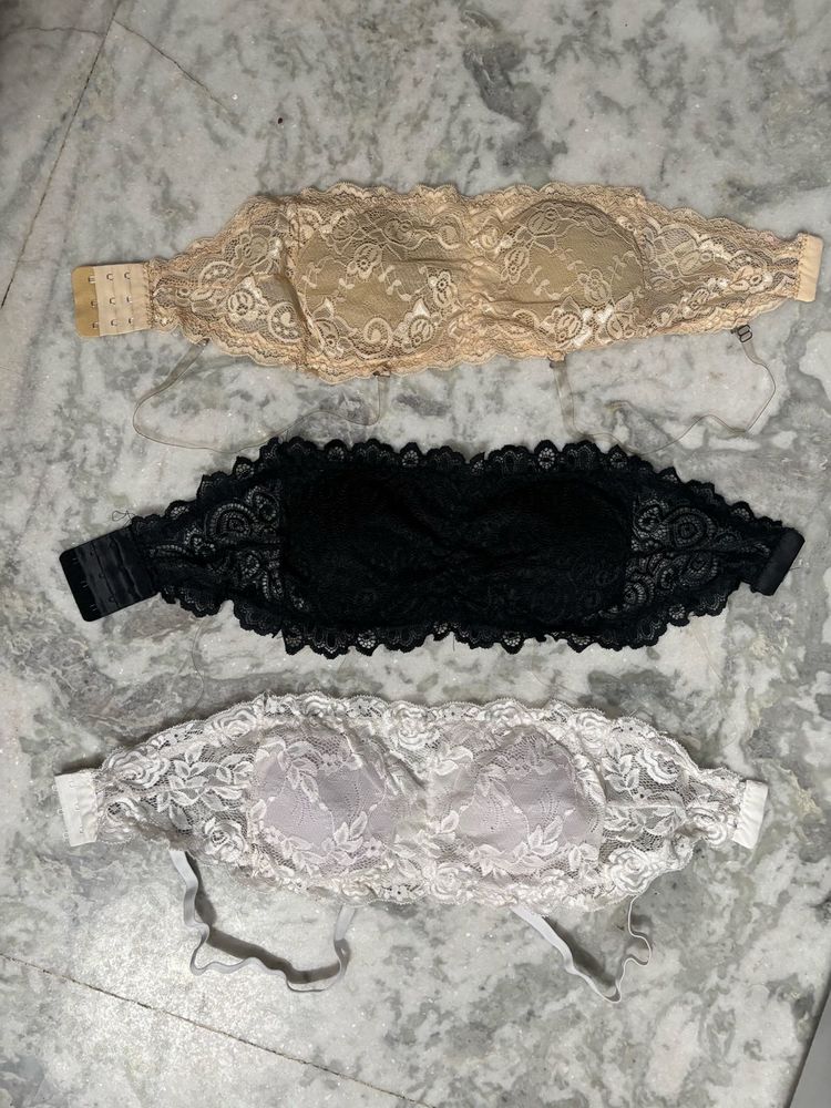 Lace Strapless Bras (Set of 3)