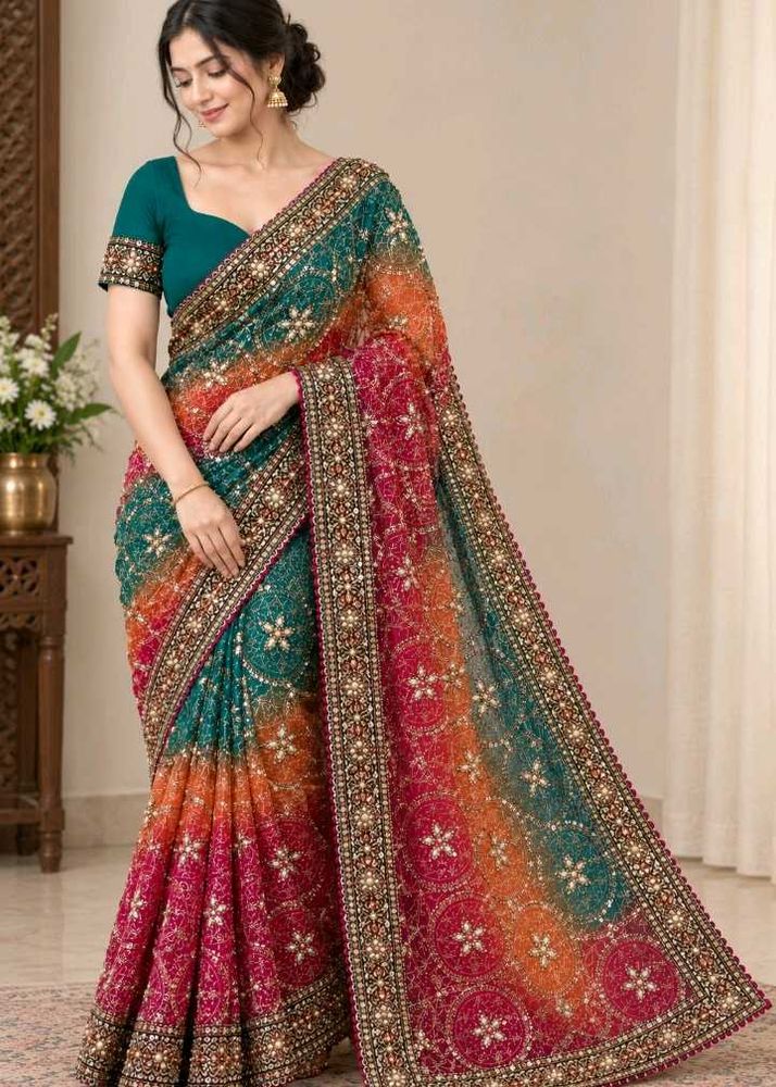 Designer Multicolour Saree