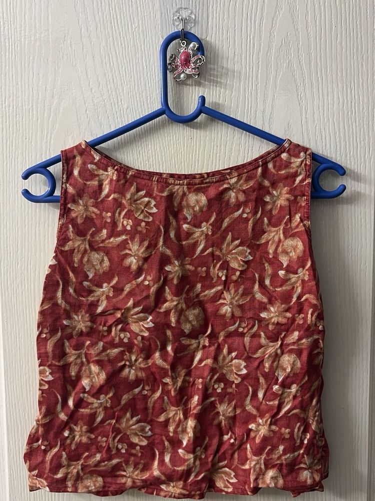 Boho Floral Print Sleeveless Blouse