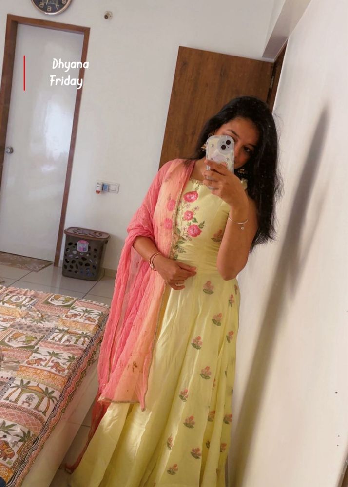 Yellow Floral Kurta Set with Dupatta