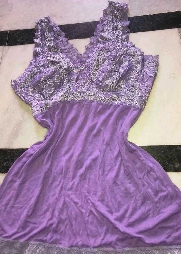 Lavender Lace Trim Dress