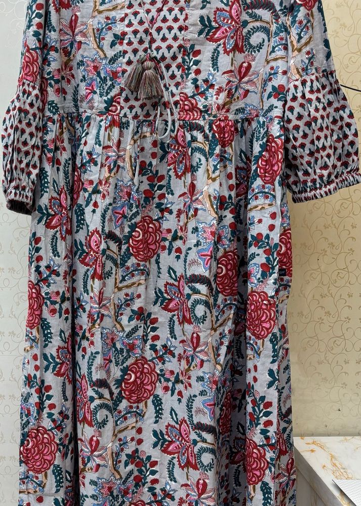 Flower Print A-line Kurti
