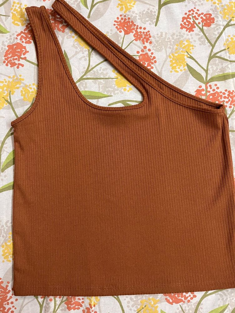 Ribbed One-Shoulder Tank Top