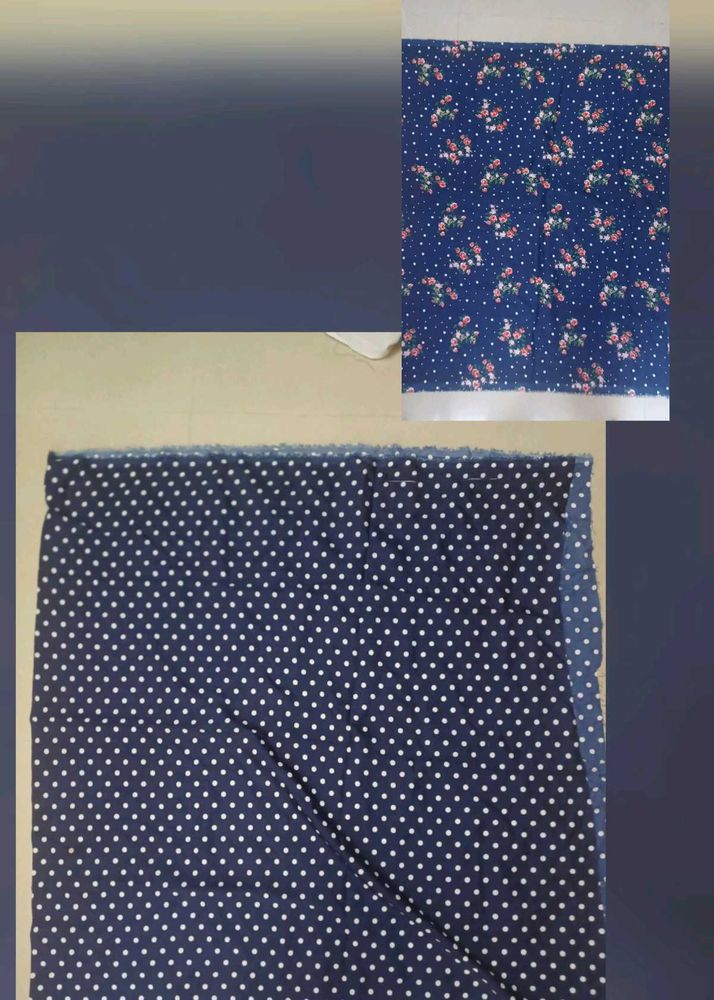 Blue Polka Dot &amp; Floral Fabric