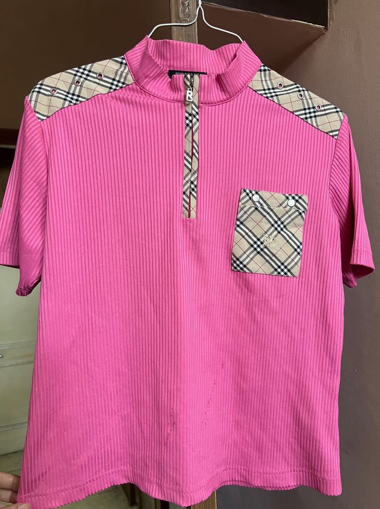 Burberry Ribbed Polo Top