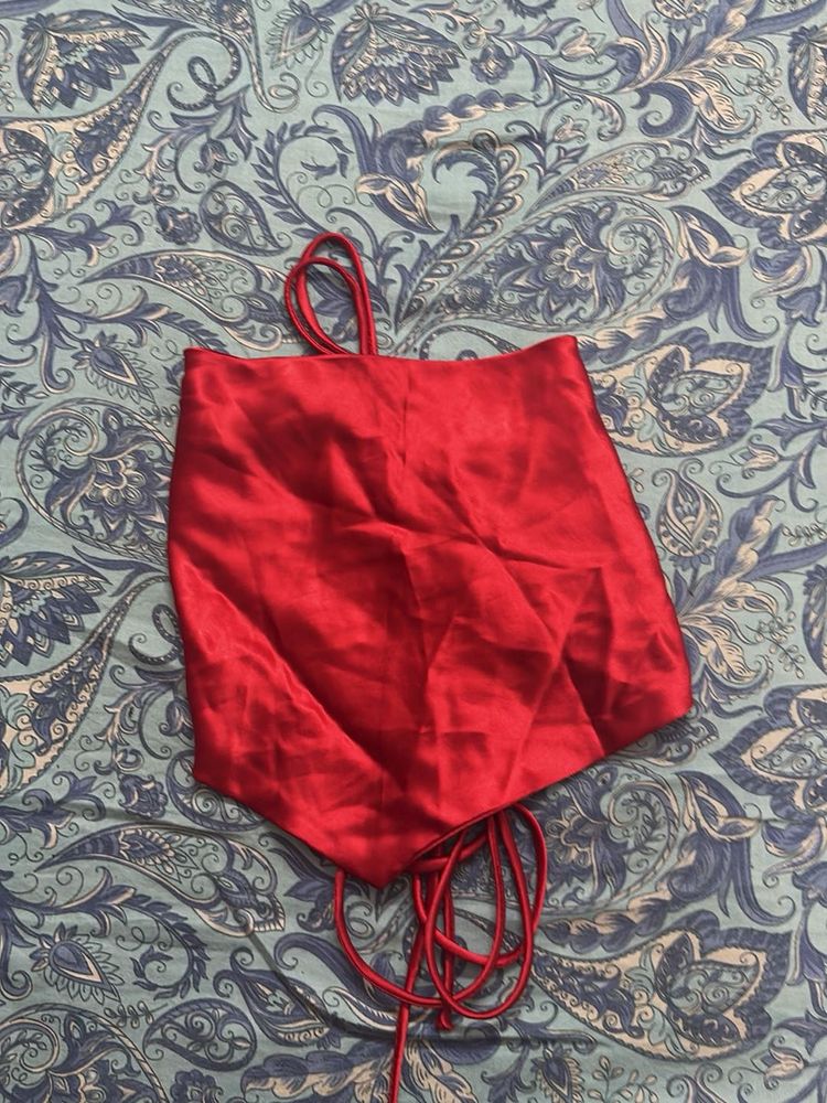 Red Tie-Back Crop Top