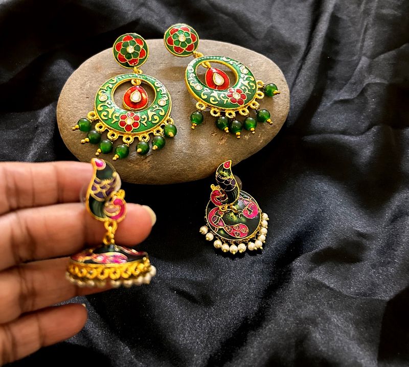 Combo Offer Meenakari Jumkha