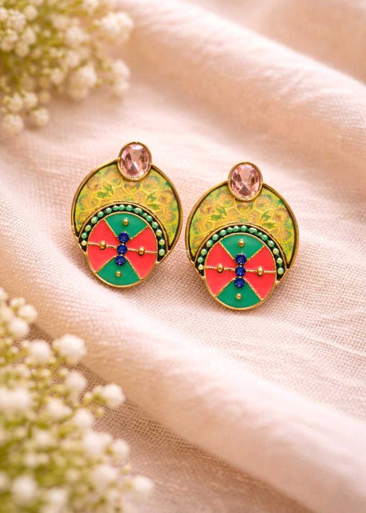 Unique Golden Oxidized Designer Studs