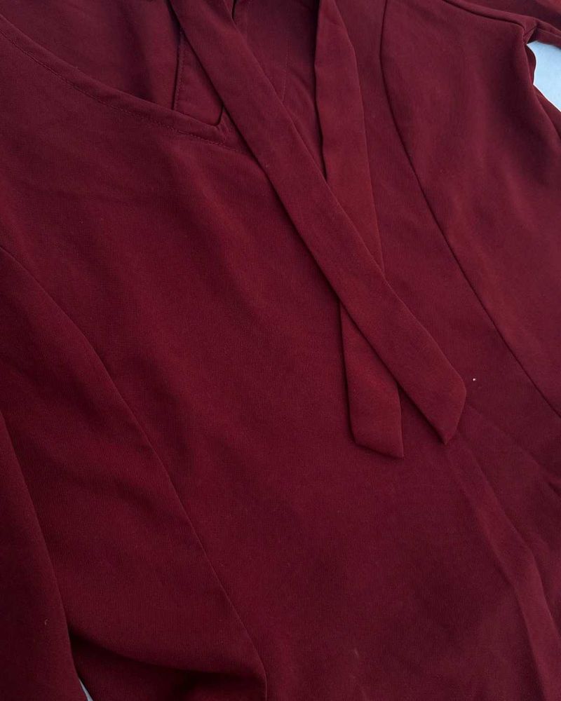 Chic Burgundy Peplum Top with Bell Sleeve