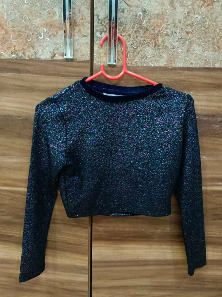 Sparkly Long Sleeve Crop Top