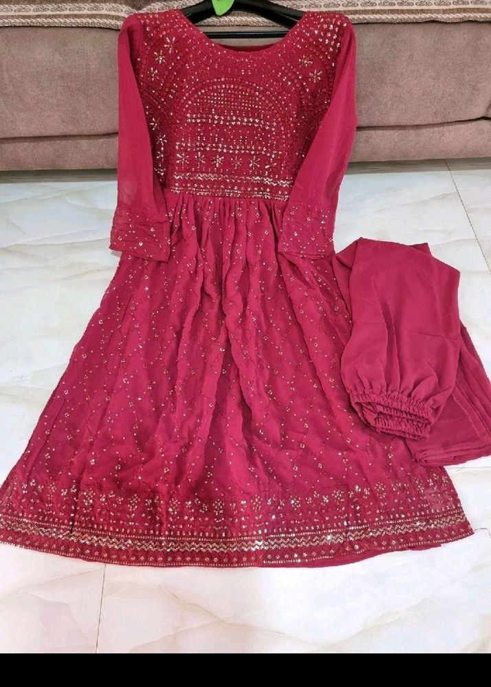 Nyra Cut Sequence Work Kurti &amp; Palazzo
