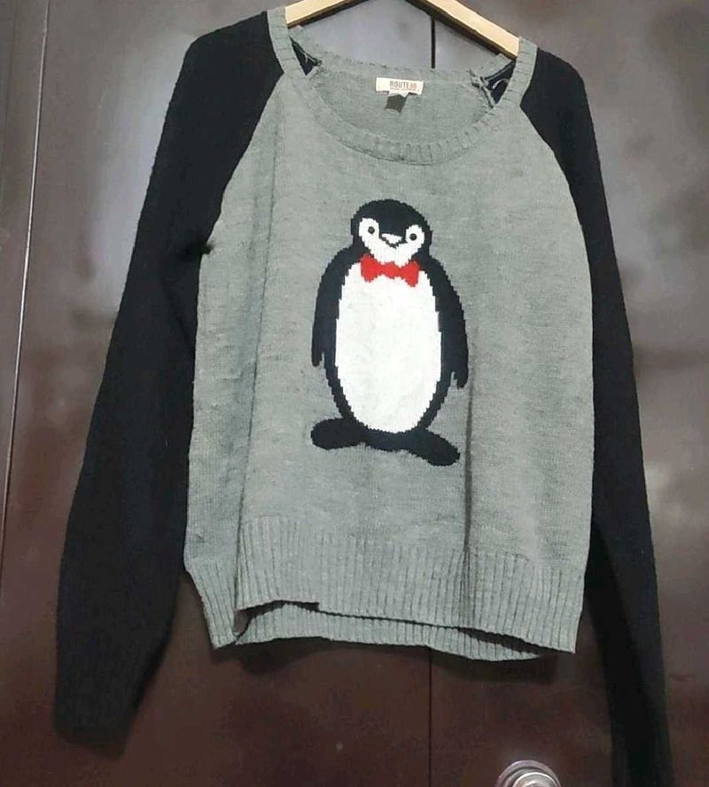Grey &amp; Black Winter Top For 40 Bust