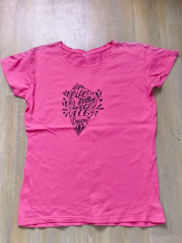 Pink "Life is Better with Ice Cream" T-Shirt