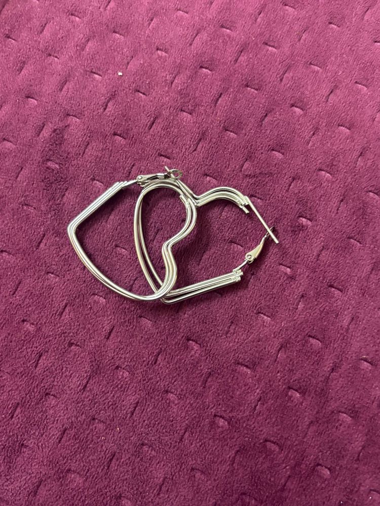 Silver Heart Hoop Earrings