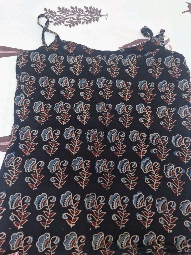 Black floral print blouse