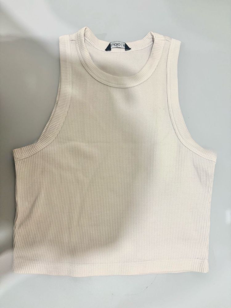 White Ribbed Tank Top