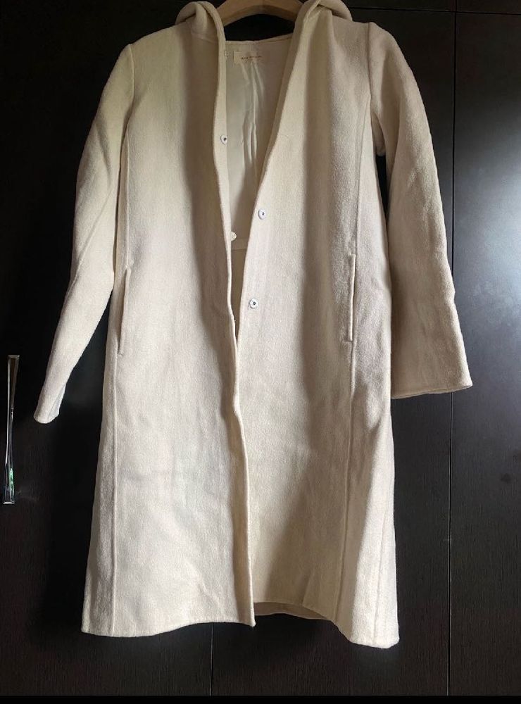 Off White hooded overcoat