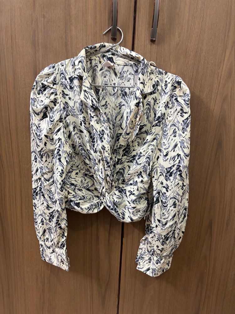 Stylish Printed Twist Front Blouse
