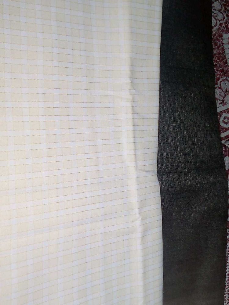 Vintage Plaid Fabric - Cream and White