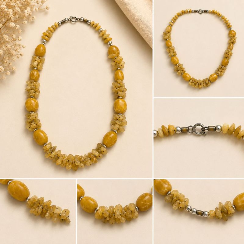 Unique Yellow Beaded Necklace