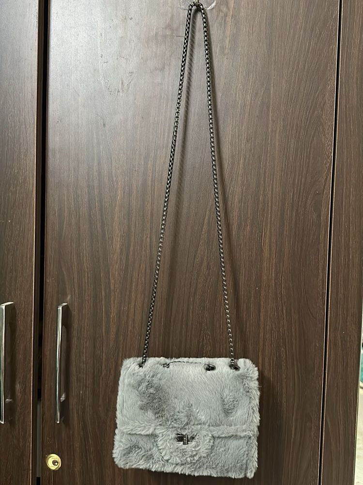 never used Fluffy Grey Shoulder Bag