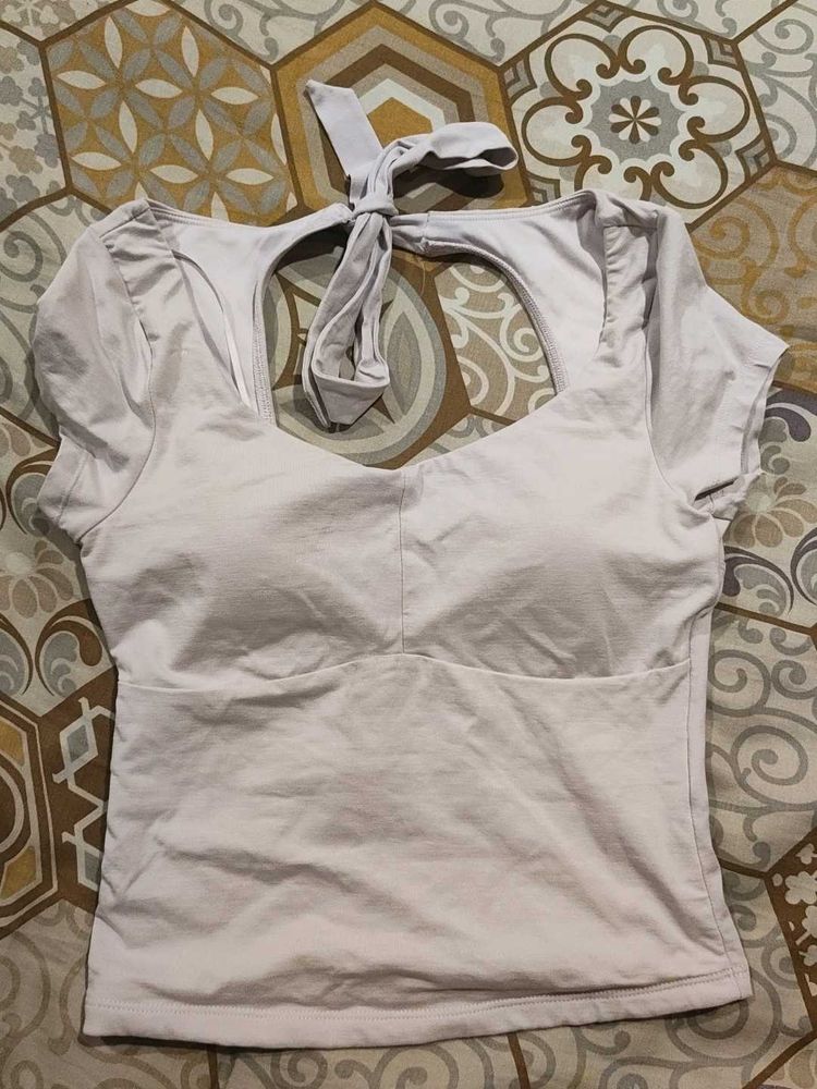 Light Purple Tie-Back Cropped Top