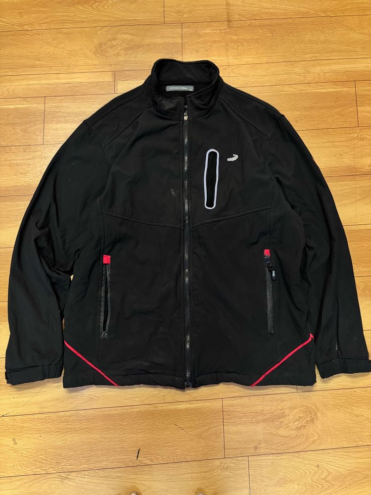 Black Track Jacket with Red Accents