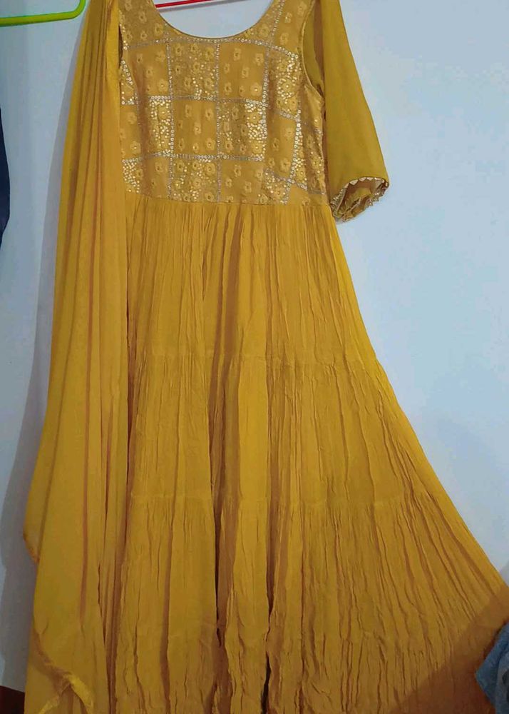 Beautiful Yellow Anarkali Gown