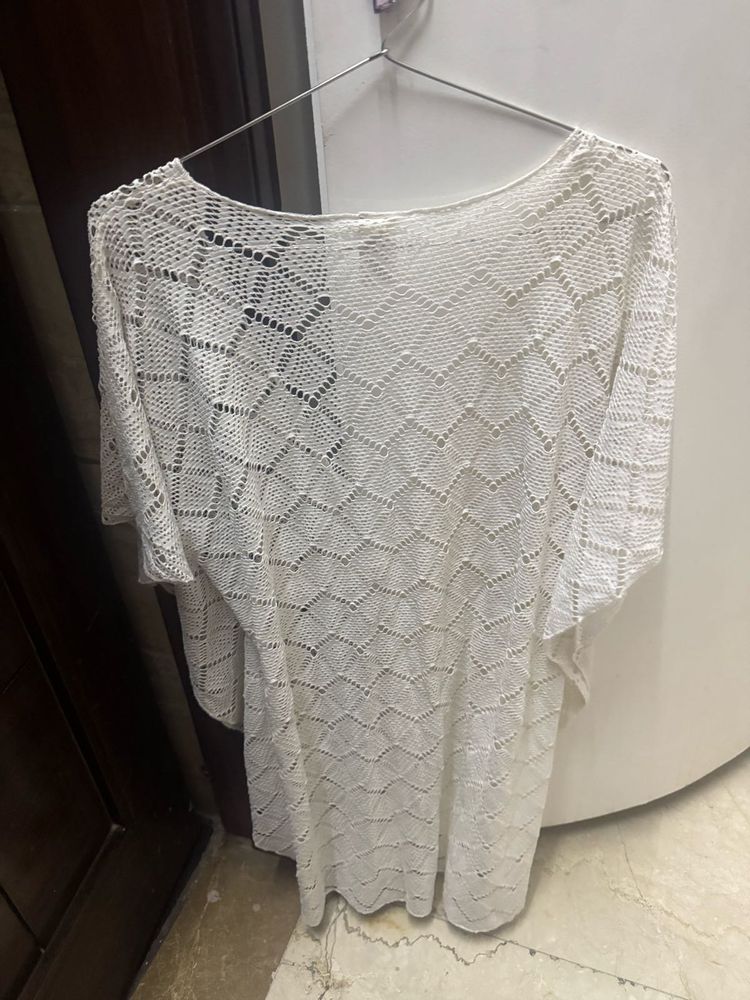 White Crochet Knit Top