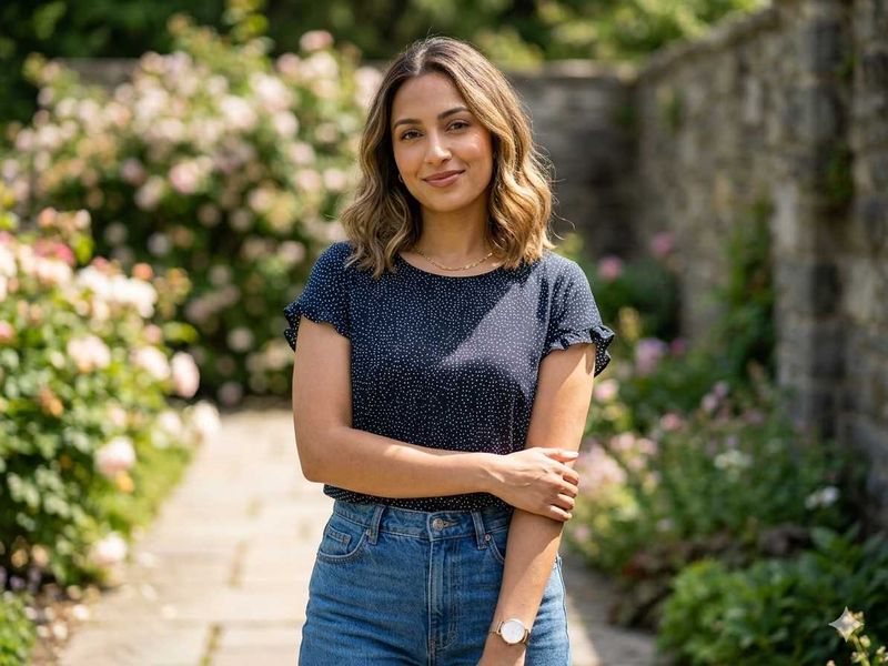 Chic Navy Polka Dot Top