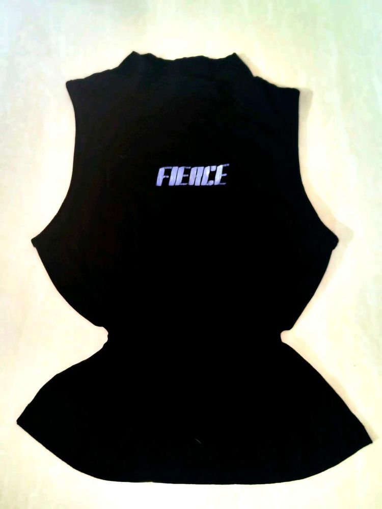 Black "Fierce" Sleeveless Top Snatching