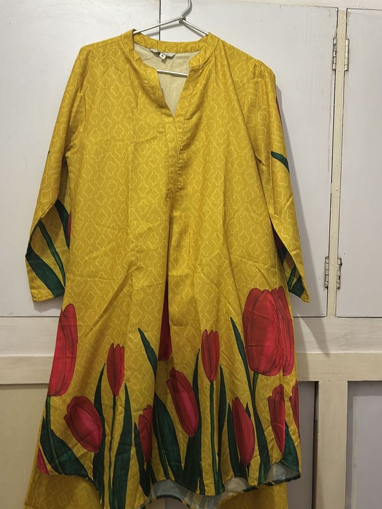 Yellow Cotton Kurta Set