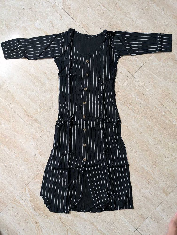 Striped Black Kurta