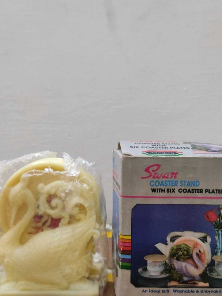 Vintage Swan Coaster Stand &amp; Plates (new, unused)