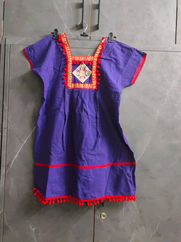 Purple Kurta with Red Trim