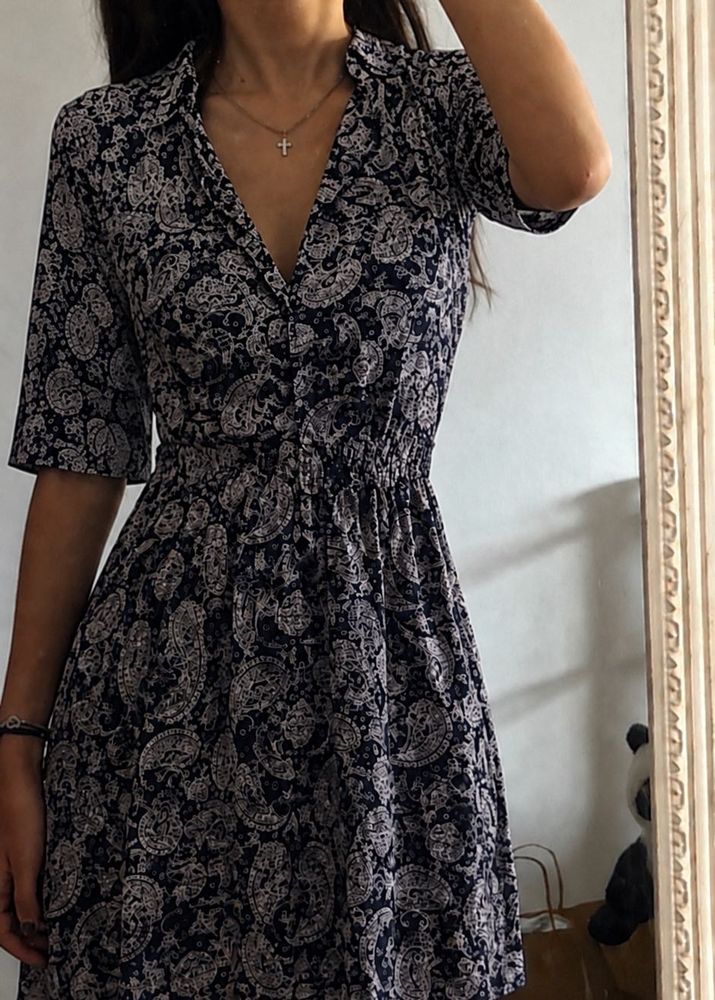 Paisley Print Button-Up Dress