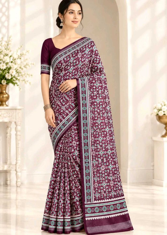Maroon Printed Saree