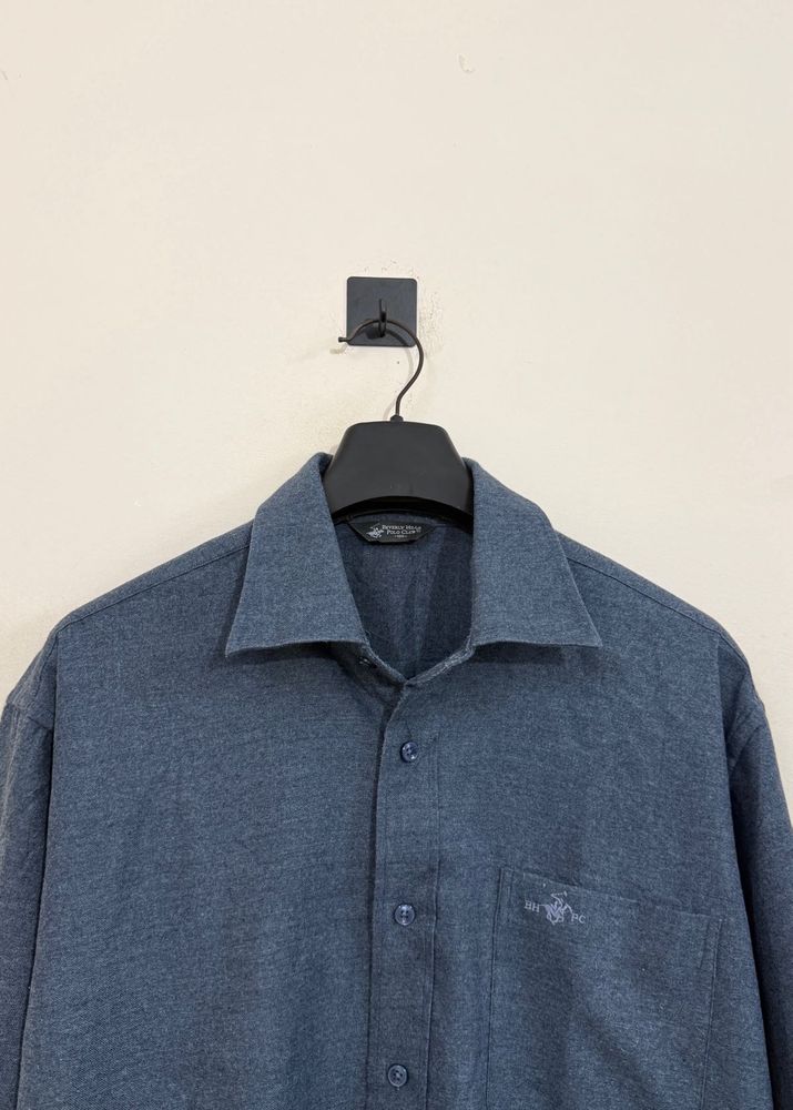 Classic Men's Blue Button-Up Shirt